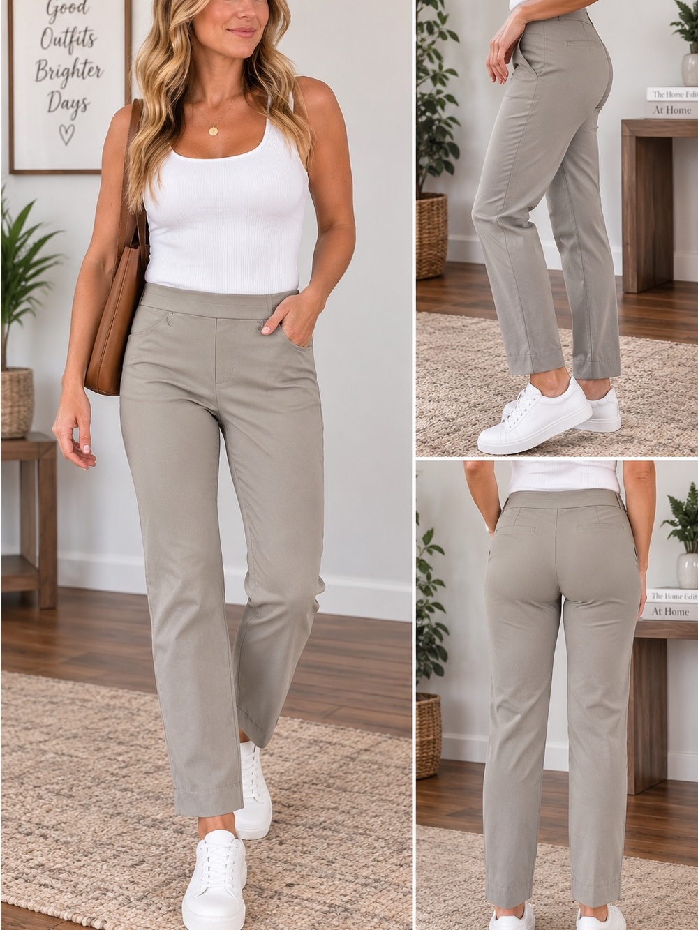 Everyday Slim Straight Pants — Taupe Straight Leg for Women